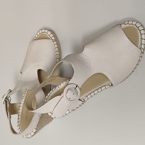 Marc Fisher White Leather and Espadrille Wedges Size 8Wide